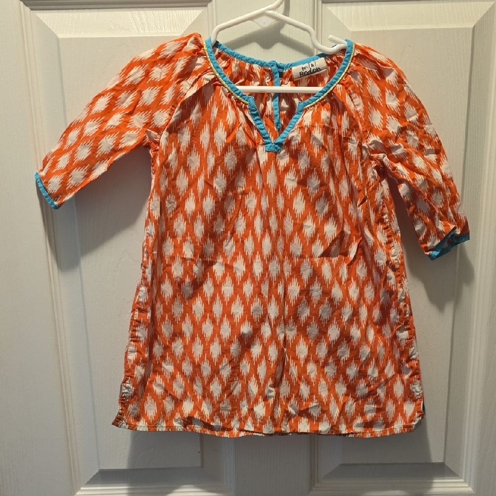 Orange and White Patterned Dress